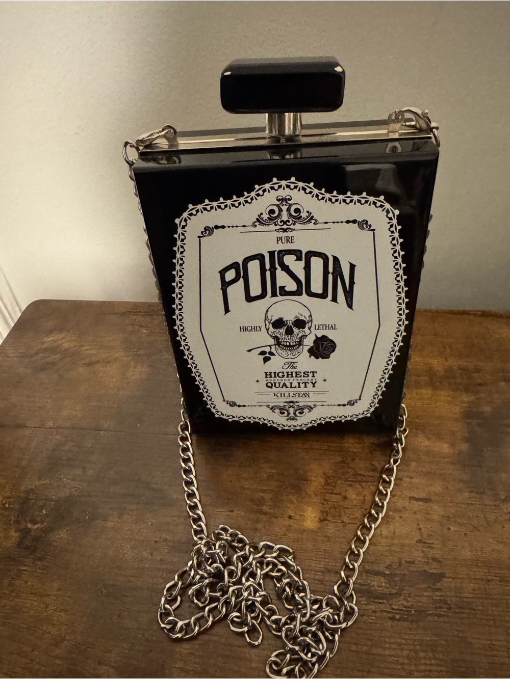 KillStar Poison Graphic Box Clutch Bag in Black and White